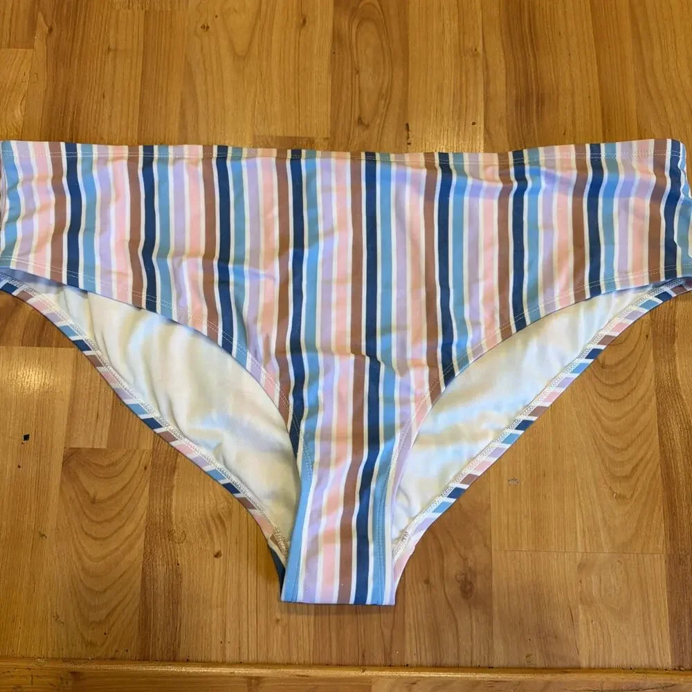 Women's' Swim Hipster Bikini Bottom Xhilaration Multi Stripe Plus Size 24W/26W